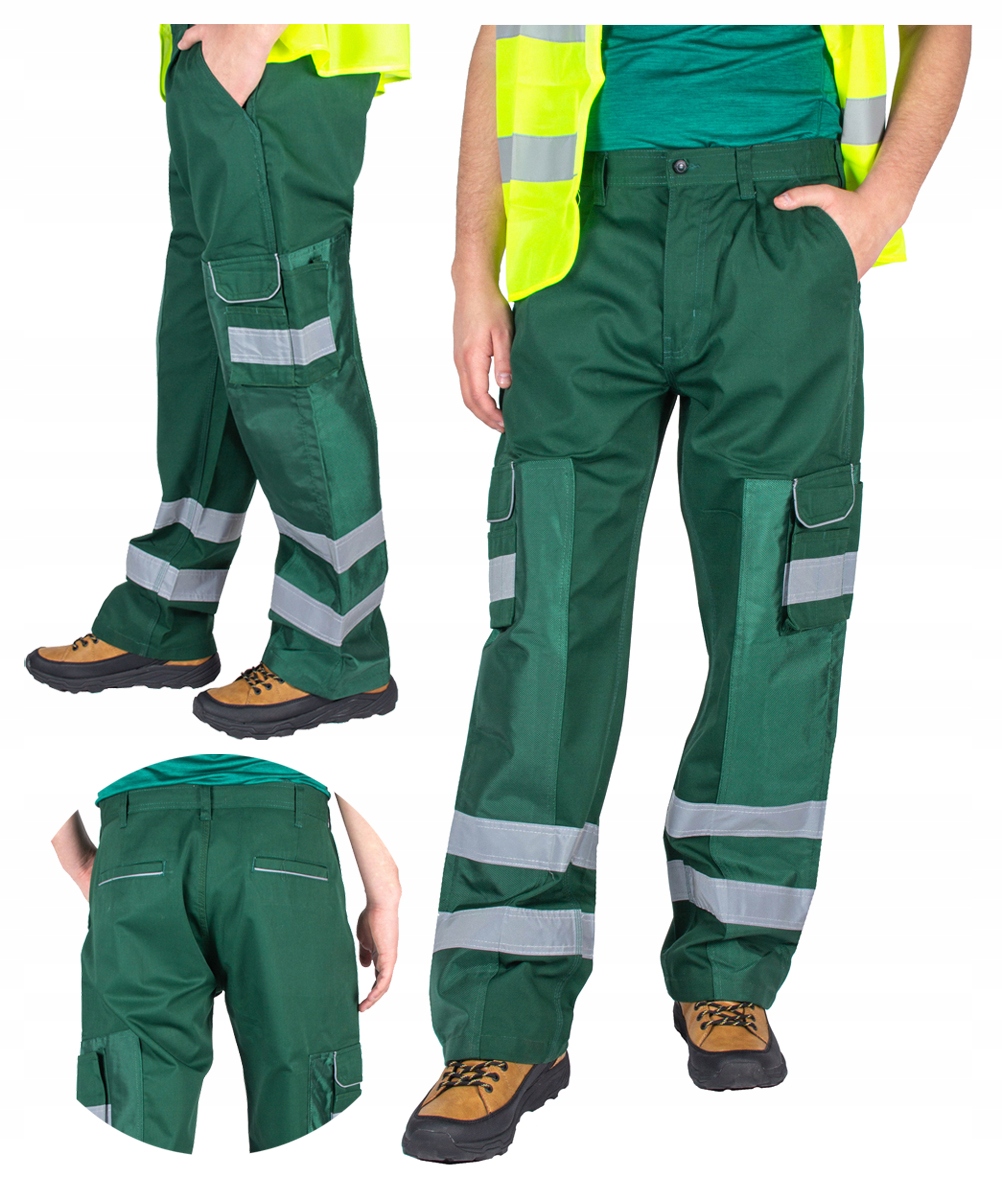 spodnie robocze męskie Odblaskowe mocne zielone W42-L30 pas 106/110cm Firi