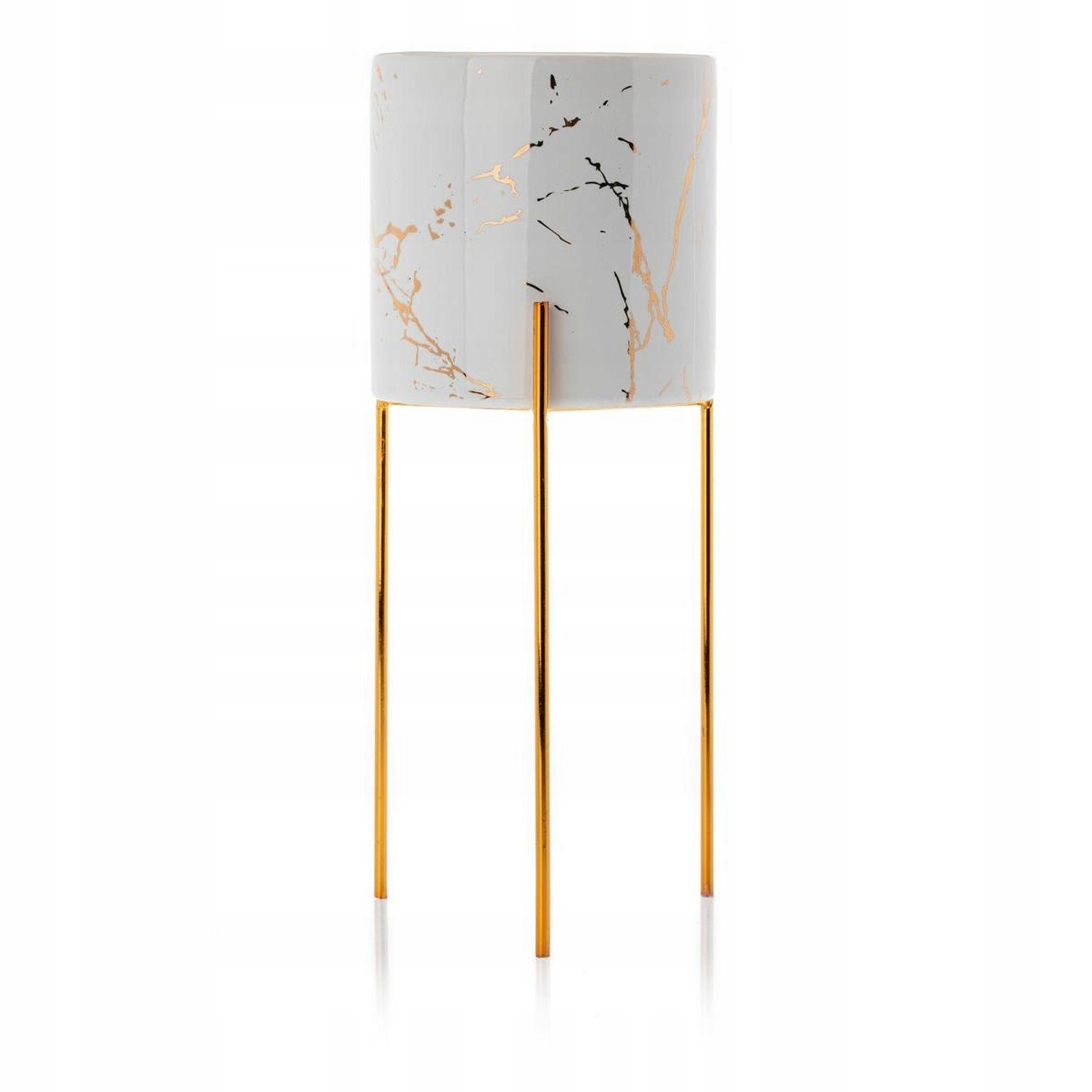 

Kwietnik metalowy stylowy doniczka ceramika biała