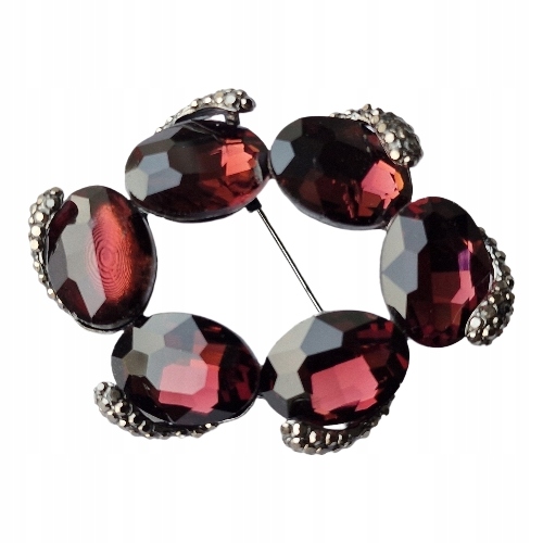 Vintage Brožový Přívěsek Ve Viktoriánském Stylu Se Syntetickými Granáty