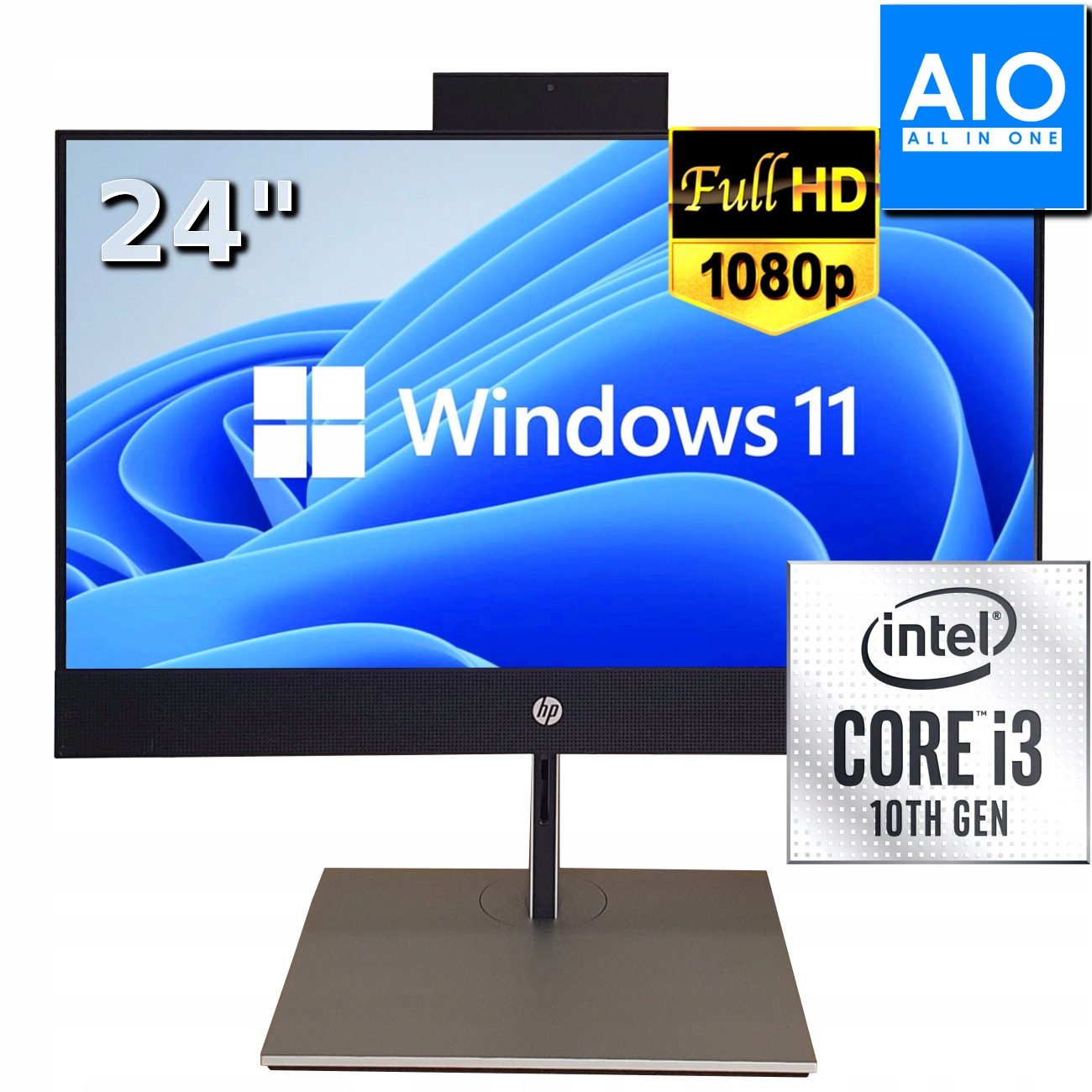 Komputer HP 440 G6 All in One Core i3-10100 8/256GB SSD 24" win 11 Pro Kam