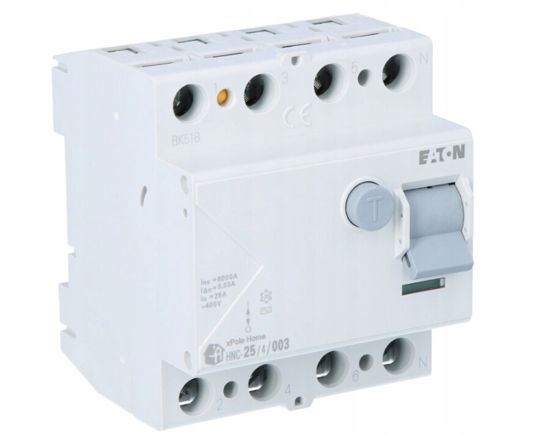 EATON WYŁĄCZNIK RÓŻNICOWOPRĄDOWY 4P 25A 0,03A AC Napięcie pracy 0 V