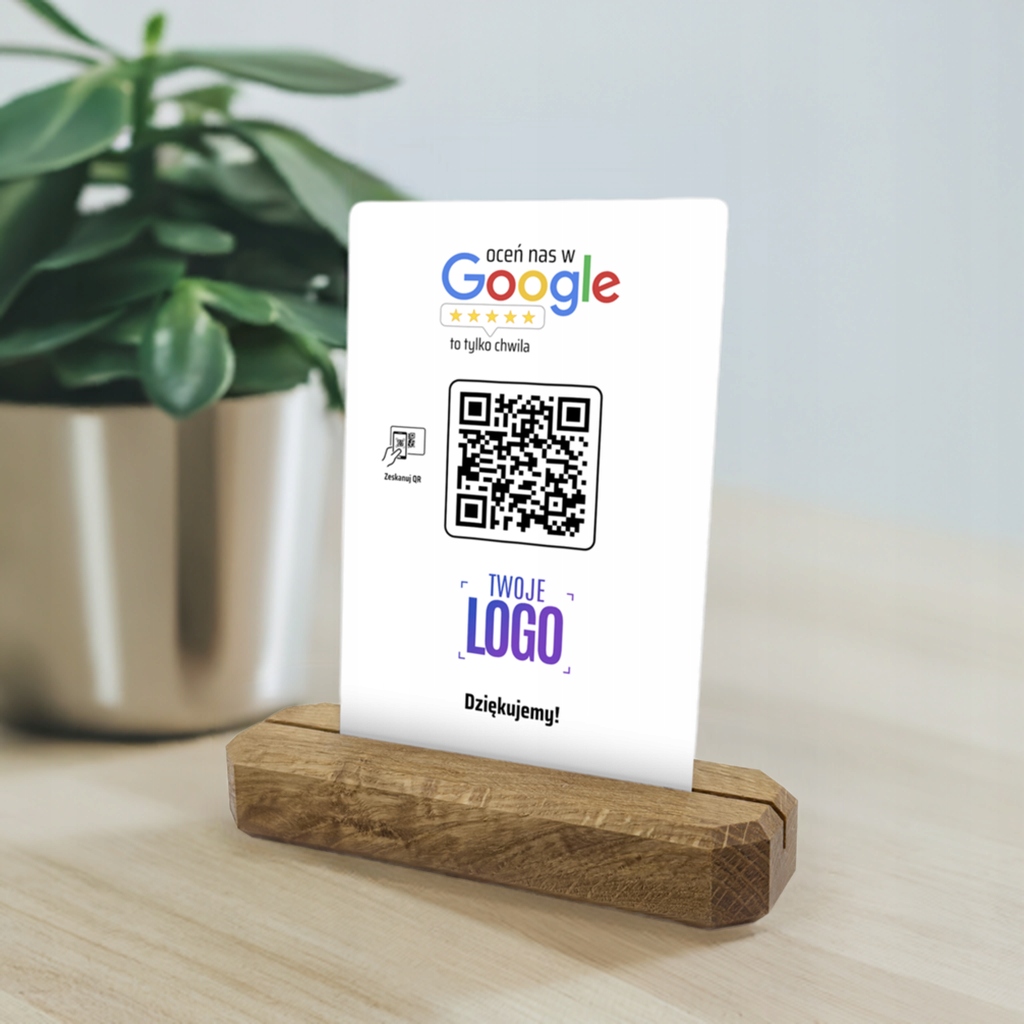 Metalowy stojak z kodem QR i LOGO do zbierania opinii Google + KARTA NFC Kod producenta STAND STOJAK QR LOGO OPINIE GOOGLE KARTA NFC
