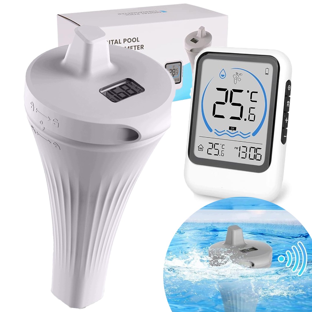 Bazénový Teploměr Do Bazénu Bezdrátový S LCD Monitorem A Meteostanicí