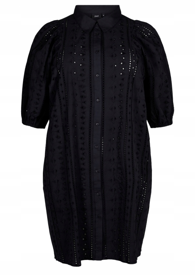 Tunika Zizzi Krásné Černé Šaty S Výšivkou 982B 44