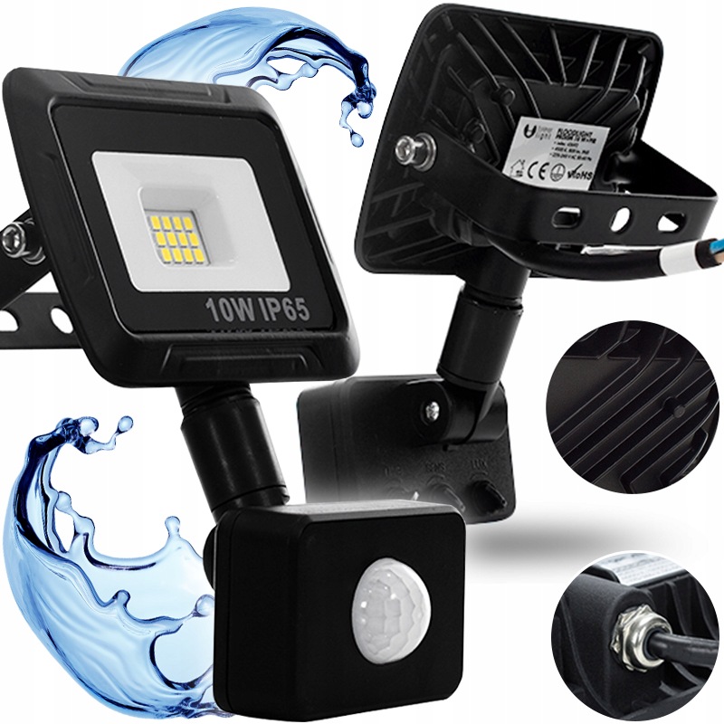 2X Výkonný Halogenový Zářič Led Lampa Senzor Pohybu Soumraku IP65 10W