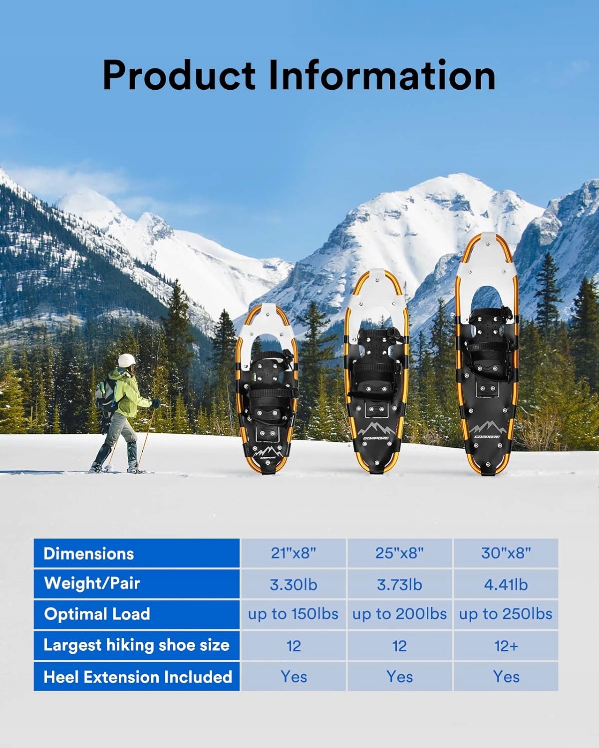 RAKIETY ŚNIEŻNE GORPORE TRWAŁE 76CM LEKKIE RAMA ALUMINIUM DO WSPINACZKI PRO Marka inna