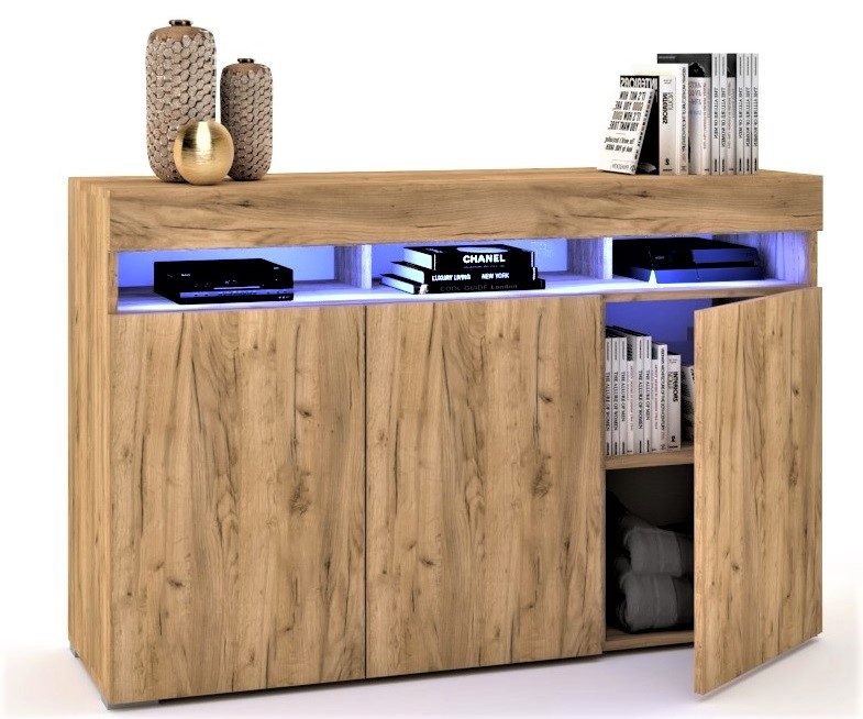 

Duża Dąb Craft Komoda Szafka Luna 3D Led
