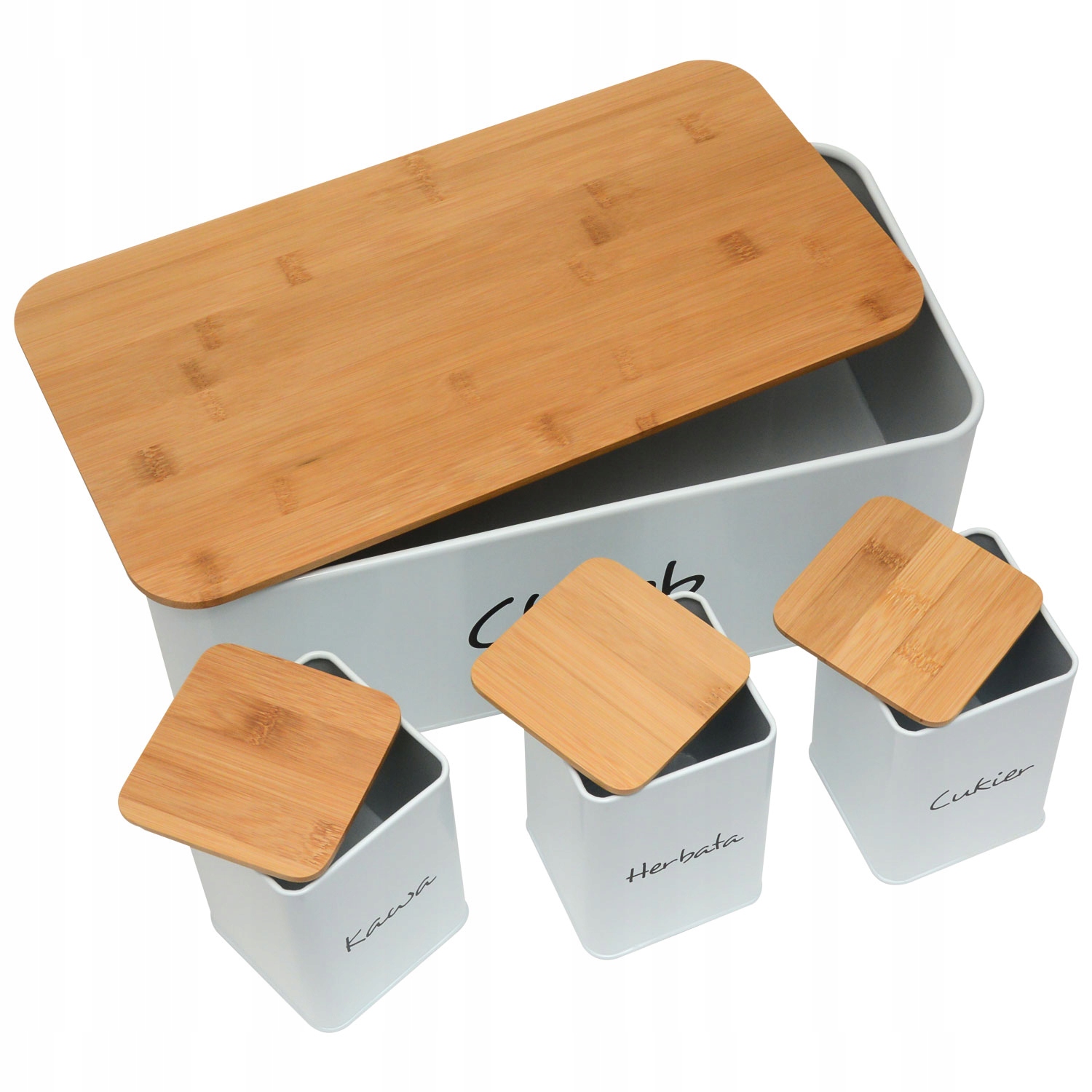 CHLEBAK Z ZESTAWEM 3 pojemniki Herbata Kawa Cukier Kod producenta 2618