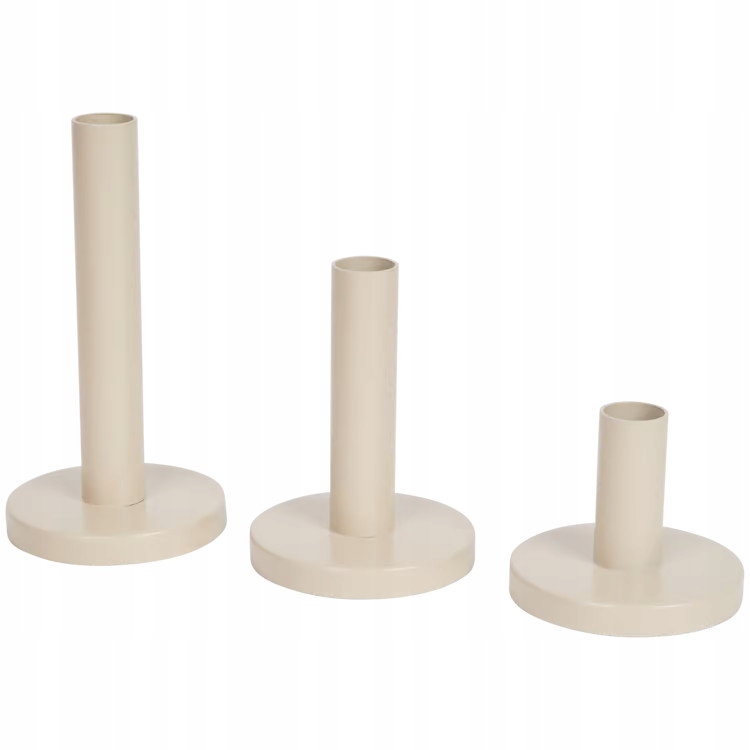 ZESTAW METALOWYCH ŚWIECZNIKÓW LOFT 3 SZTUKI BEŻOWE