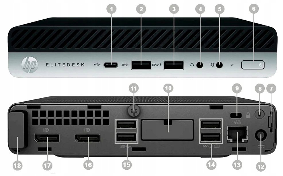 Mini PC komputer HP 705 G4 Ryzen 5 16GB 480SSD Radeon DisplayPort RS232 W10 Kod producenta HP705G4AMD16480