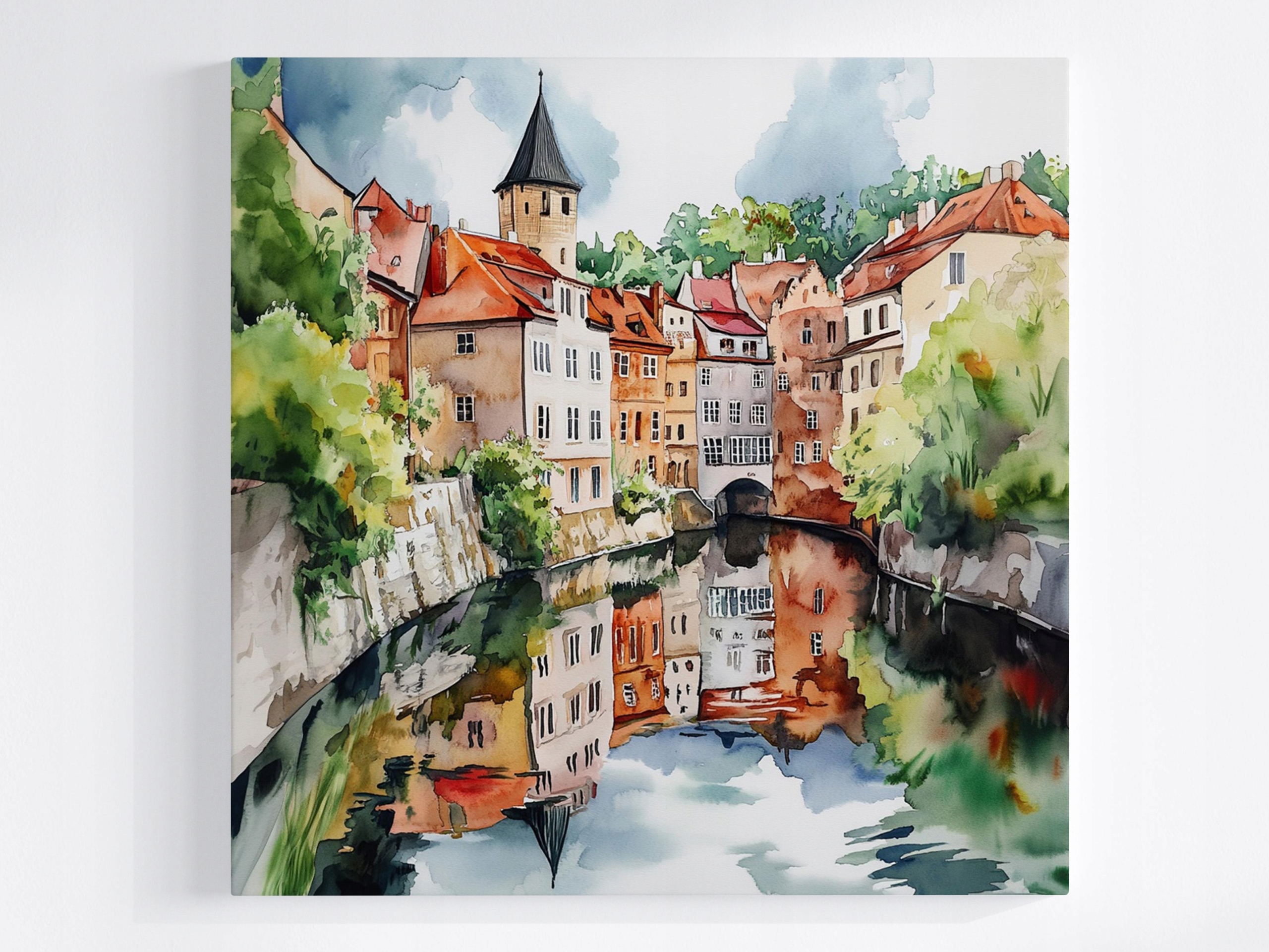 Obraz Na Plátně Canvas Město Český Krumlov Staré Město Památka Kanál 80x80