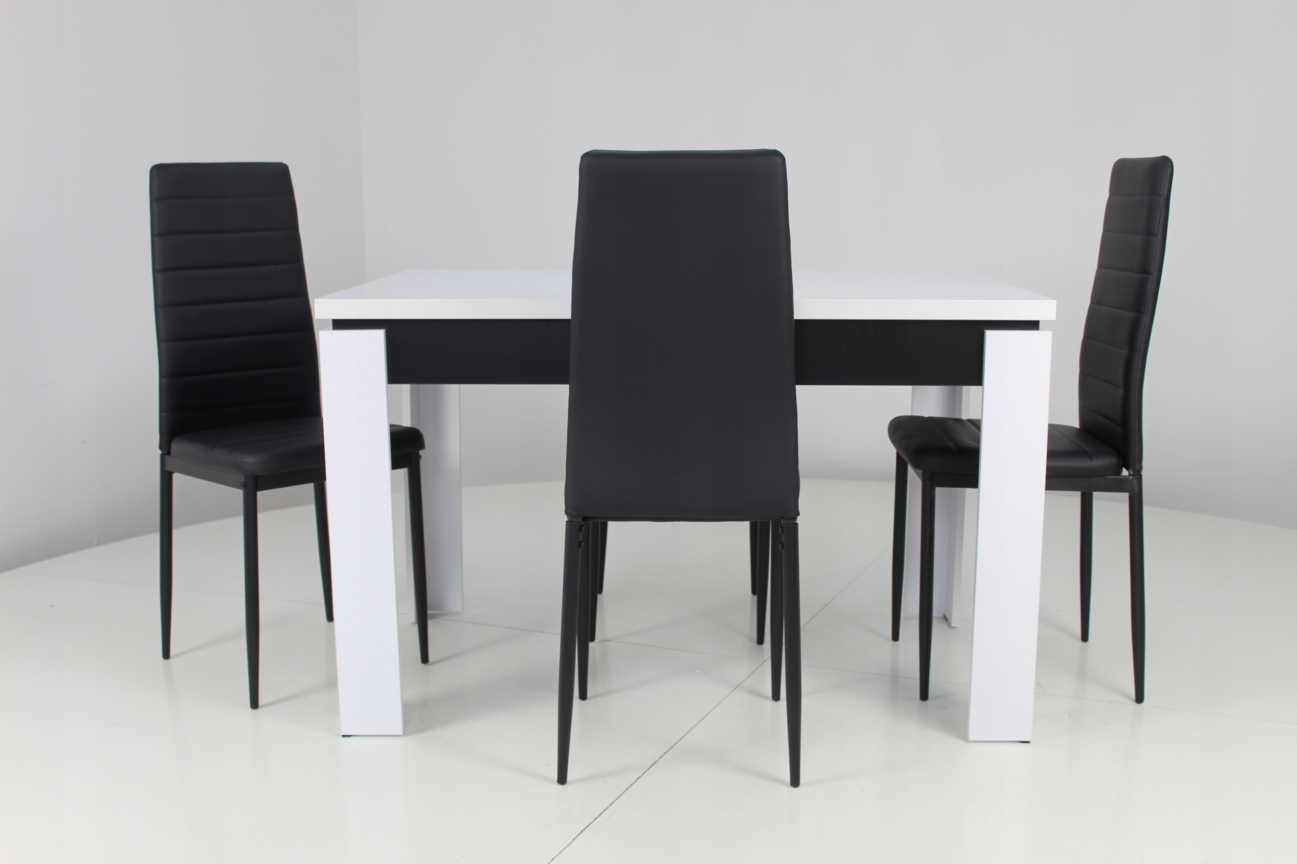 Biały stół 80x120/160 i 4 czarne krzesła Zestaw Marka inna