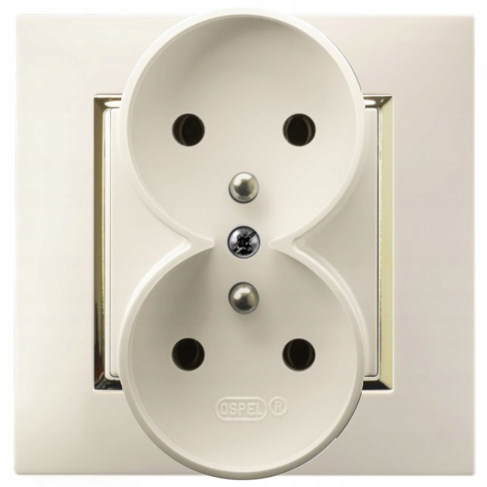 

Gniazdo Podwójne Gniazdko Ecru Złoty