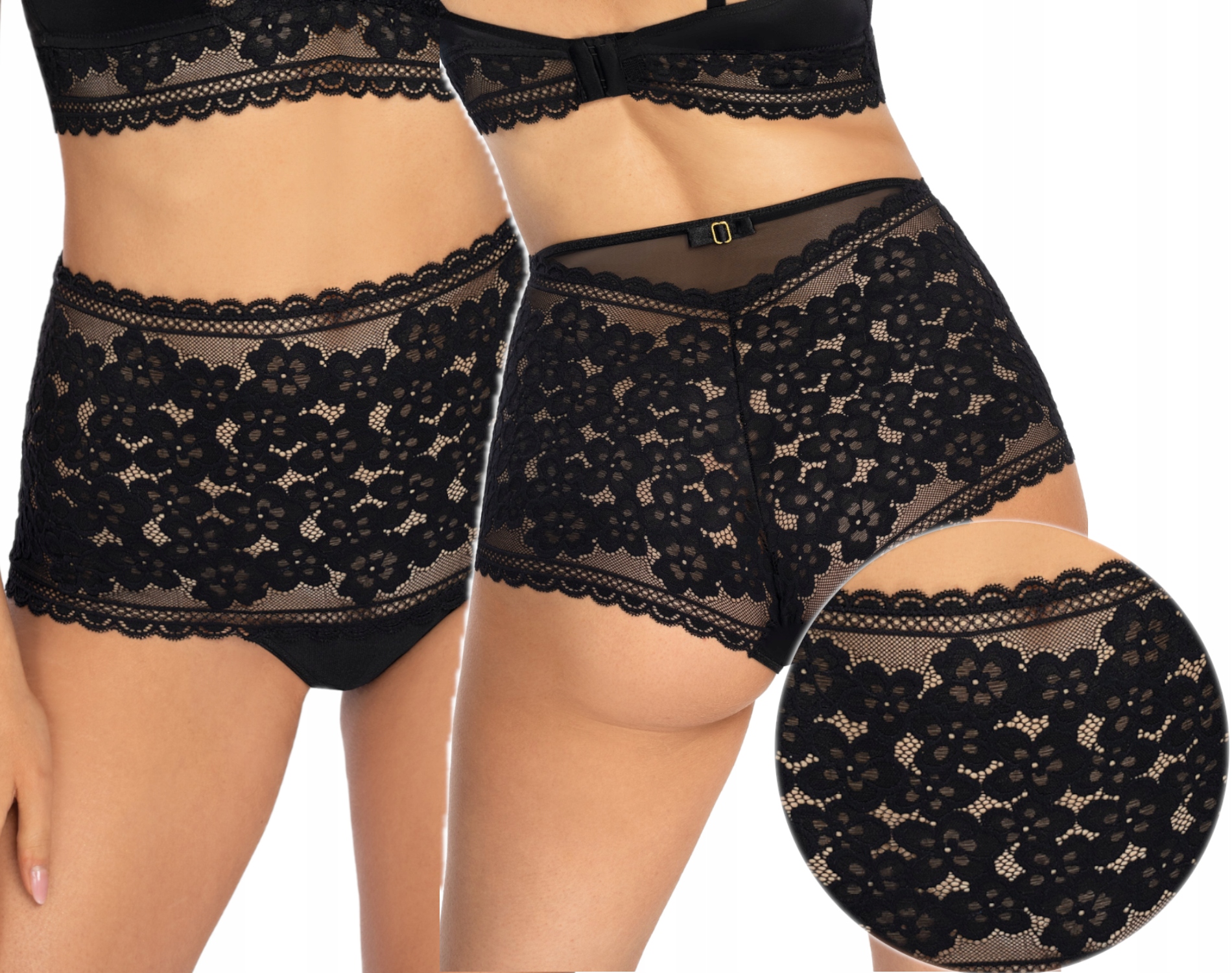 

Bokserki Gizela sexi koronka polskie *XXL* czarny