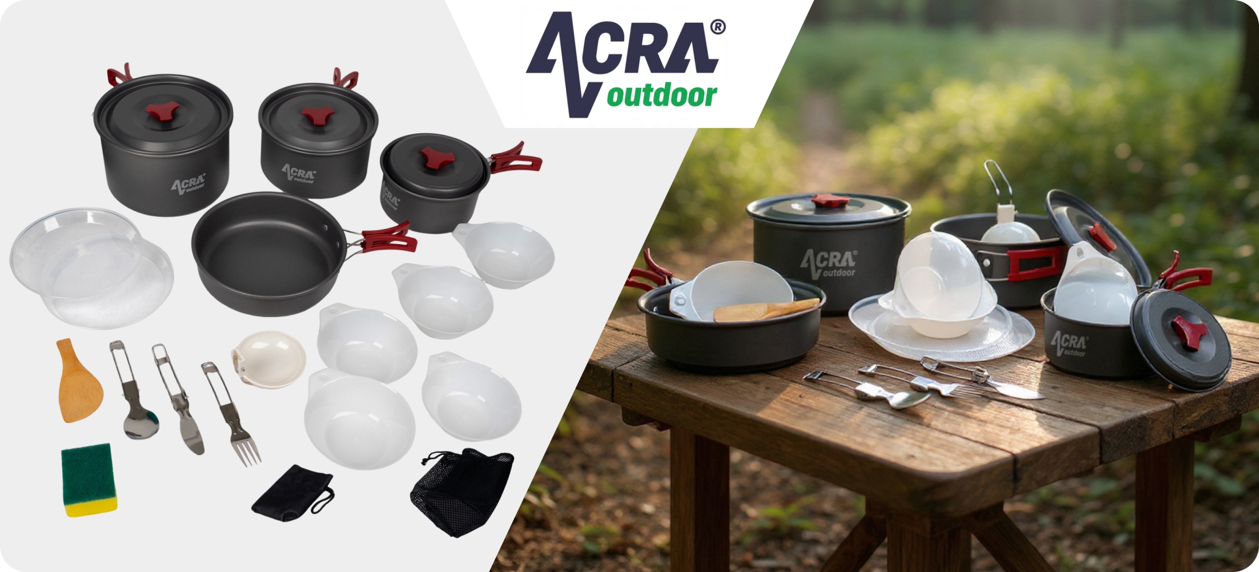 Acra C22 camping set nádobí alluminium pro 3-4 osoby