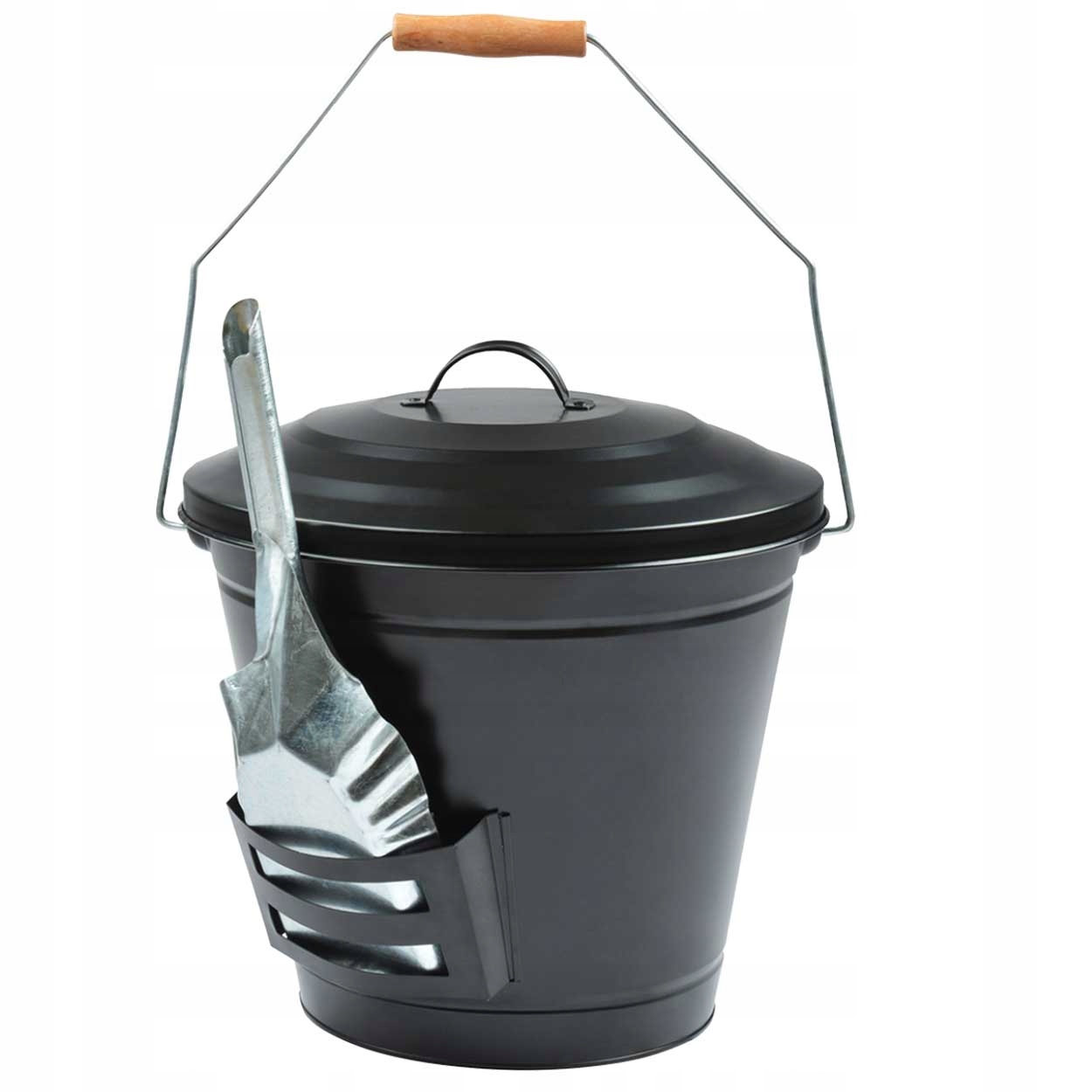 Kyblík na popel s Lopatkou Kovový Uhlíř 34cm Stal galvanizovaný Loft