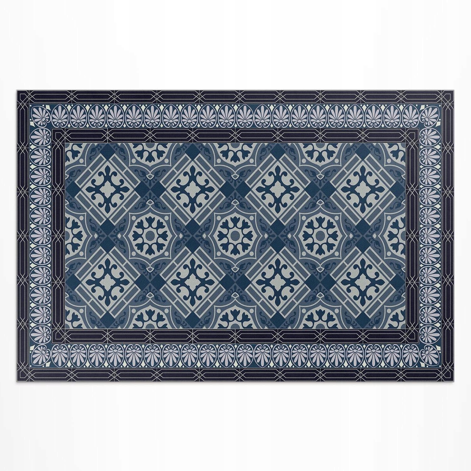 Vonkajší koberec z vinylu Tmavomodrá talavera s krásnym vintage vzorom 100 x 150 cm