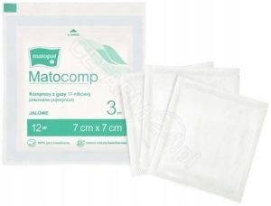 

Kompresy gazowe, jałowe 7cmx7cm 12W 3 szt. Matopat