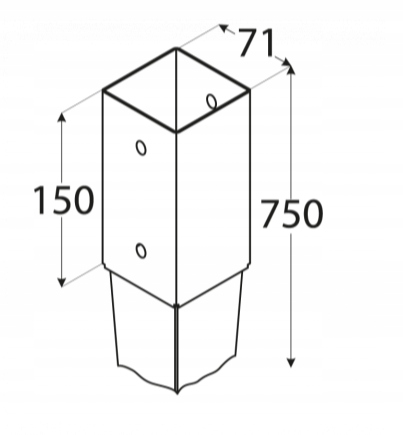 PODSTAWA SŁUPA WBIJANA DO ZIEMI KOTWA 70x750 PSG70 PERGOLA WSPORNIK DOMAX Producent Domax