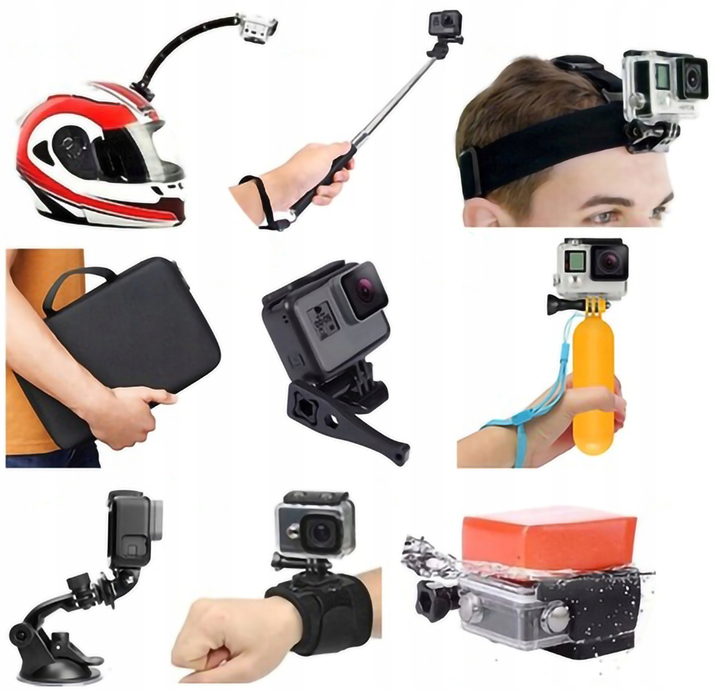 ZESTAW 61w1 AKCESORIA do GoPro HERO 12 11 10 9 8 7 6 5 BLACK Marka 1One