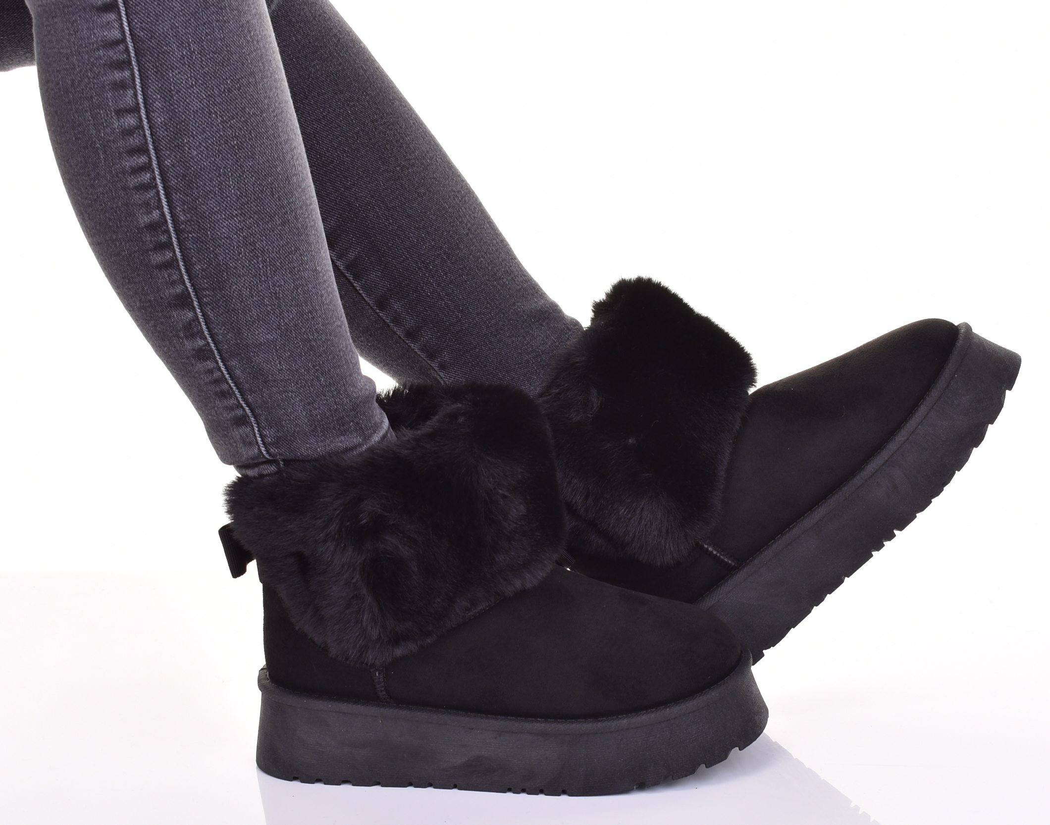 KLASYCZNE DAMSKIE WSUWANE ŚNIEGOWCE Z FUTERKIEM CZARNE BUTY ZIMOWE Rozmiar 37