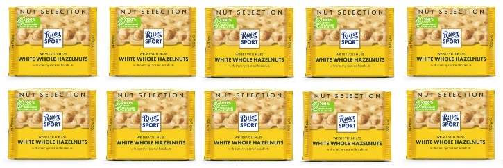 Levně 10x 100g Ritter Sport čokoláda bílá čokoláda s lískovými oříšky Karto