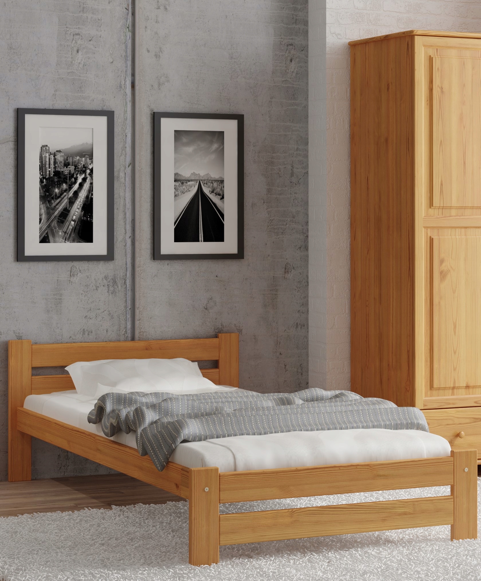 Dřevěná Borovicová Postel Agata 100x200 rám Olše