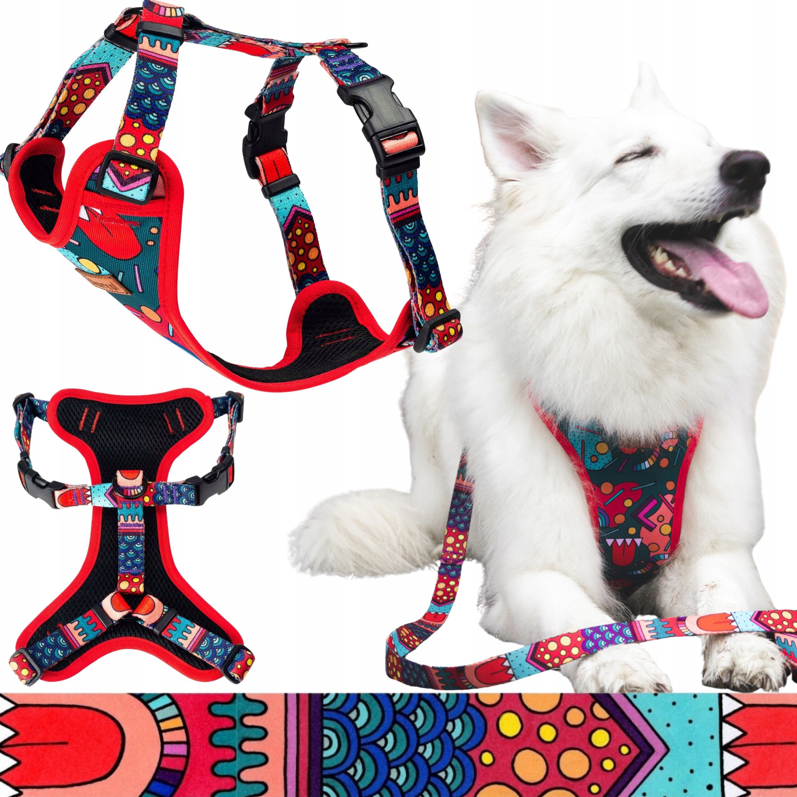 Levně Každodenní beztlakové postroje pro velkého psa M 25 mm Barevné