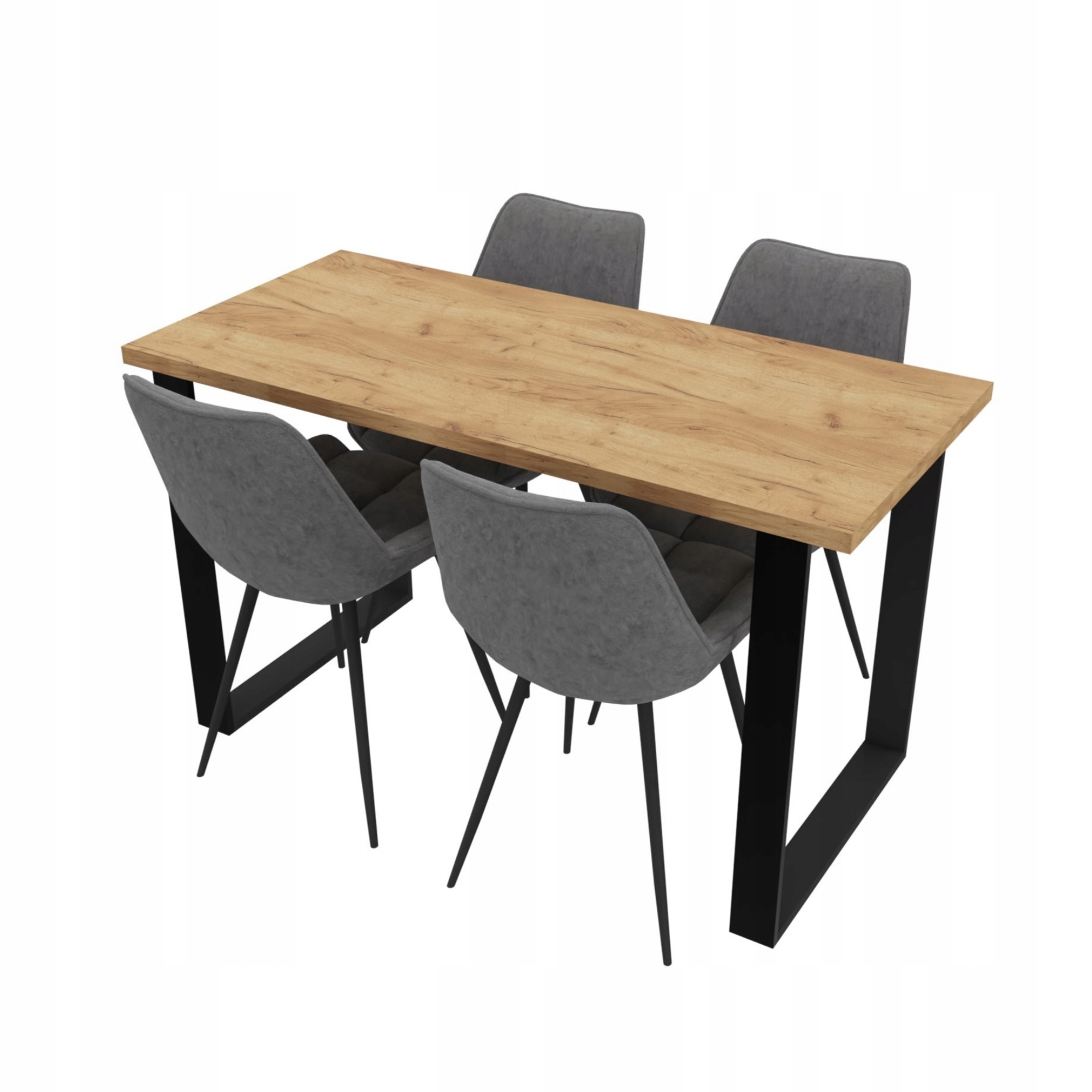 Stół Stolik Do Kuchni Jadalni Z Krzesłami 120X60 Dąb Craft Złoty Zestaw