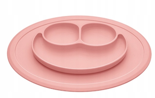 Bi-bi Silikonowy talerzyk z podkładką RÓŻOWY