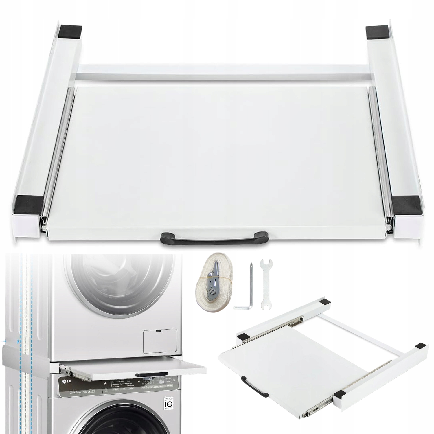 Łącznik Pralki Z Suszarką Półka Rozszerzająca 38X50CM Biała