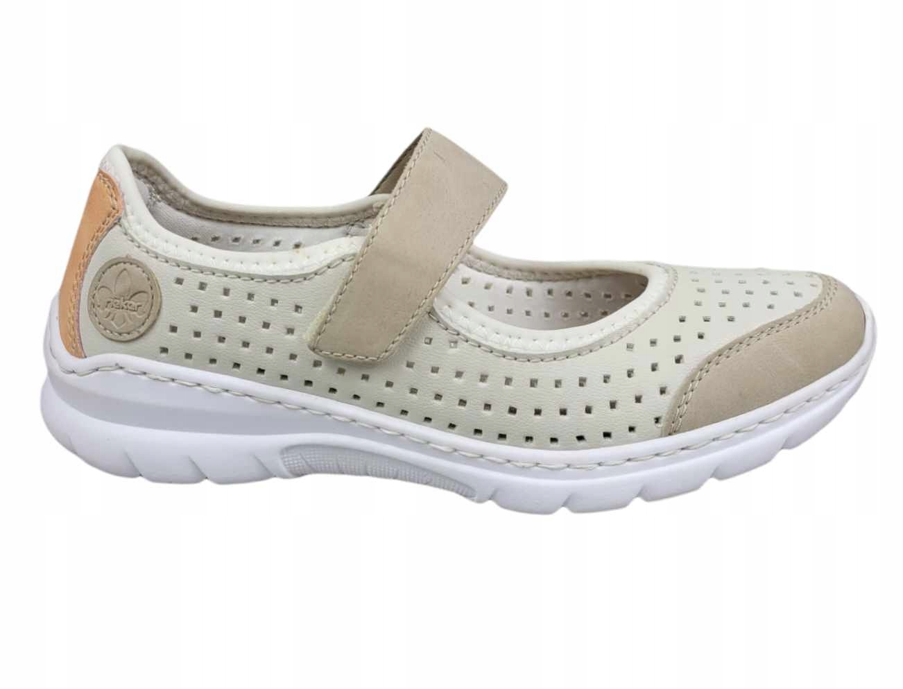 Rieker Sportovní Polobotky L32B5-81 Bílé/béžové vel. 39