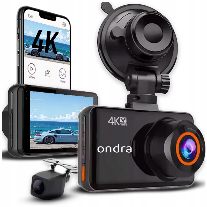 Videorekordér Ondra MS8 4K Uhd 170° Gps Wi-Fi s zadnou kamerou