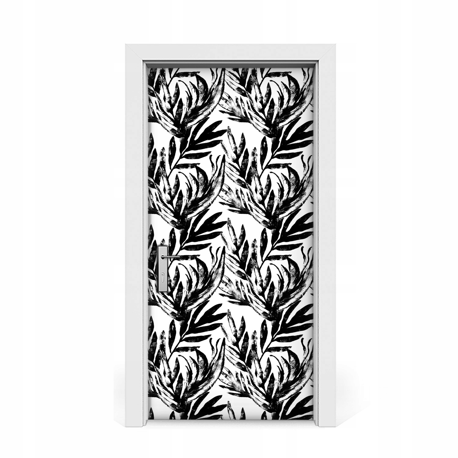 

Naklejka na drzwi Czarna czarna monstera 95x205