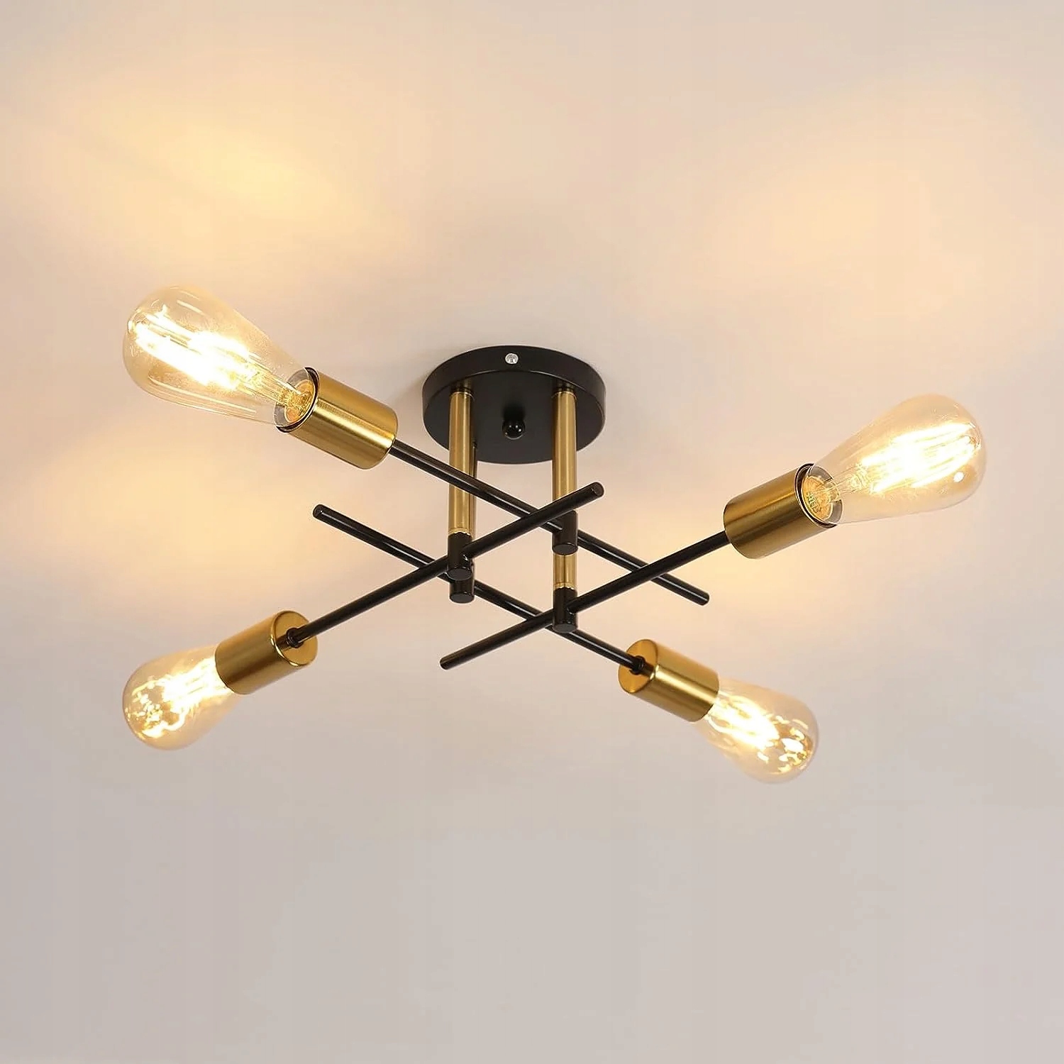 Lampa Wiszaca Czarna Zyrandol E27 Lampa Sufitowa Złota Retro Do Salonu