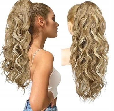 Prodloužení poníka Reecho se stahovací šňůrkou, vlnité blond pramínky 60 cm U#