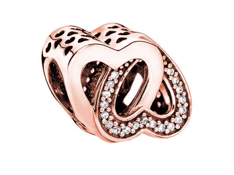 Charms Pozlacený Dvě srdce Miluji tě se Zirkony Srdíčka Stříbro 925