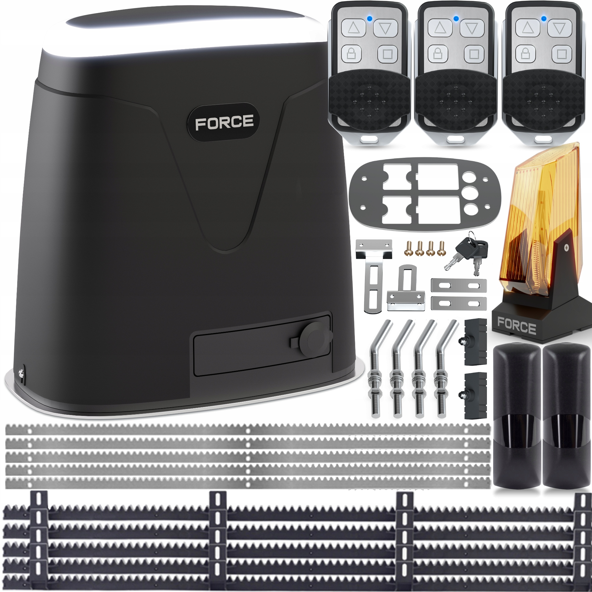 Force Pohon Pro Posuvné Brány do 800 kg, 3x Pilot, Led Lampa