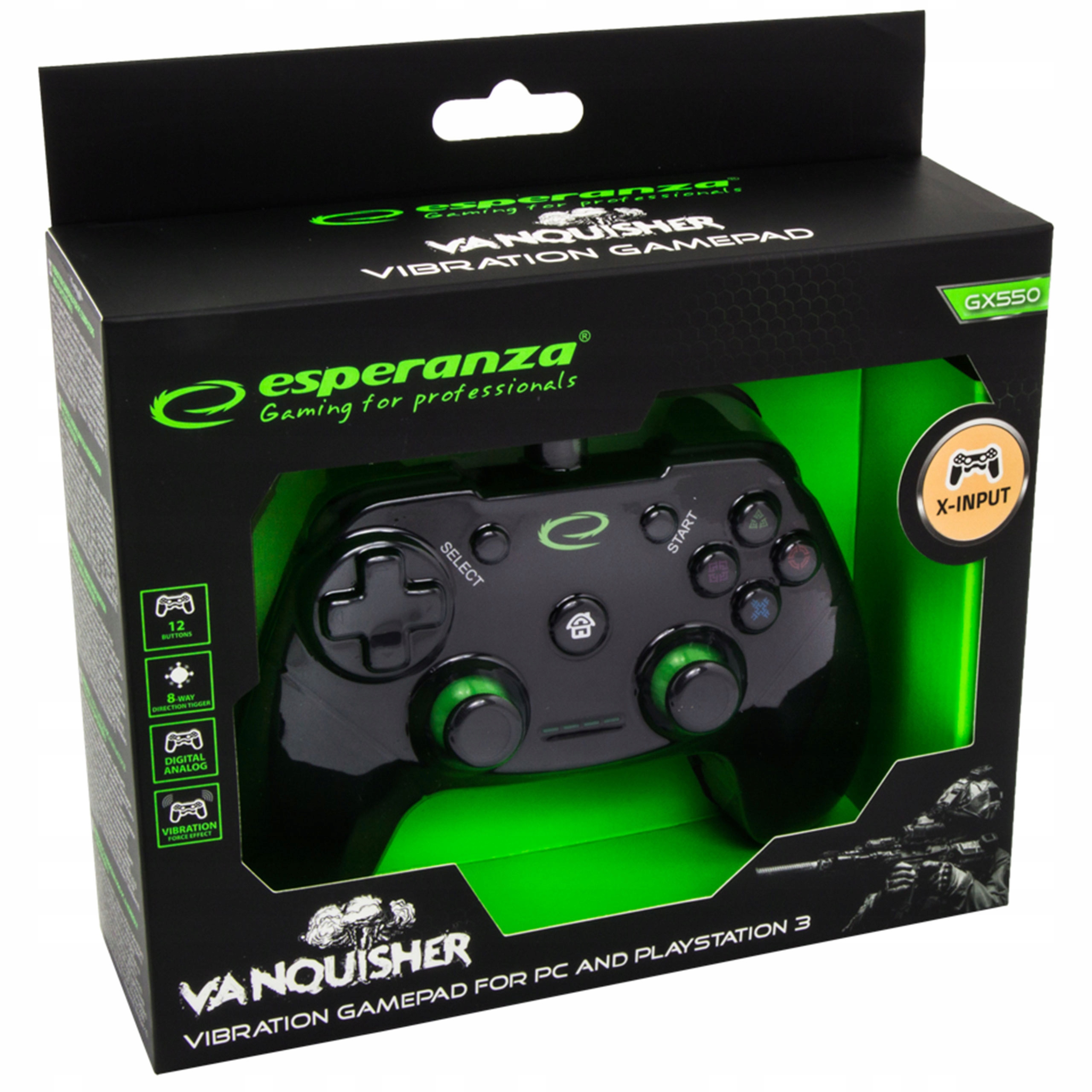 ESPERANZA GAMEPAD PC/PS3 USB VANQUISHER Liczba przycisków 12