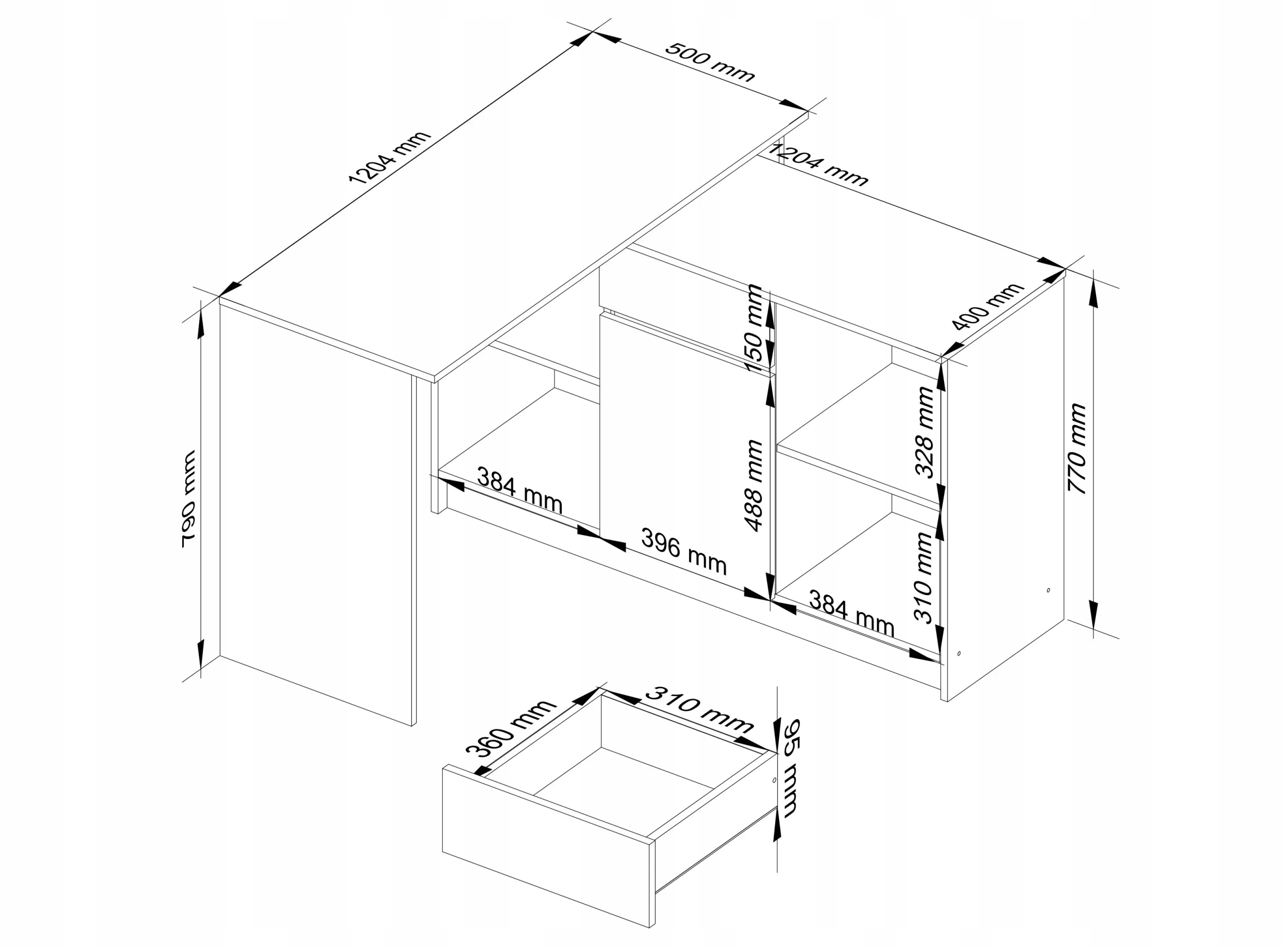 BIURKO NAROŻNE KOMPUTEROWE KOMODA STOLIK POŁYSK Marka VMP