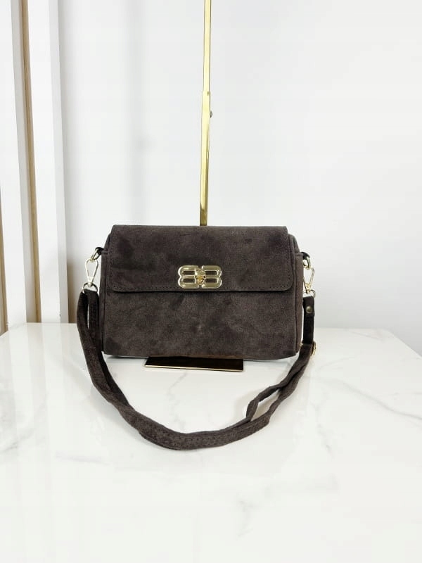 Laura Biaggi malá semišová kabelka přes rameno hnědá