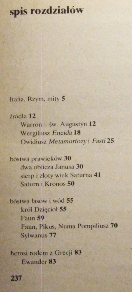 MITOLOGIA STAROŻYTNEJ ITALII Krawczuk SPIS Gatunek Mitologie