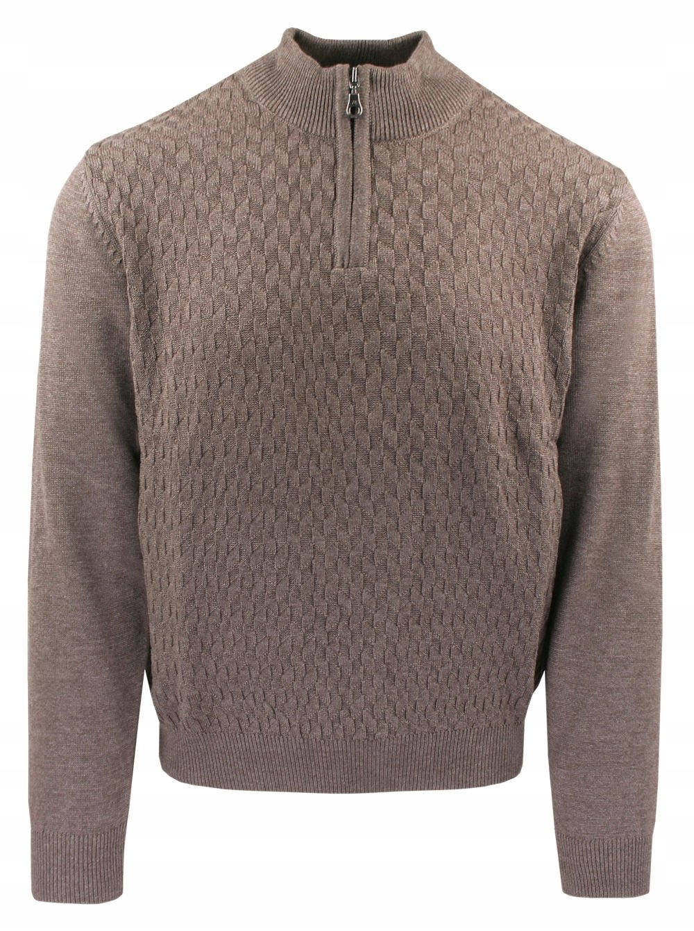 Svetr pro muže Lasota Světle hnědá barva, Krátký zip XL