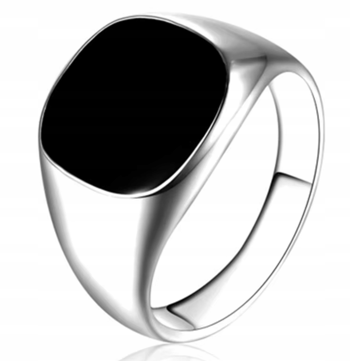 Stříbrný luxusní signet s onyxovým drahokamem Ocel