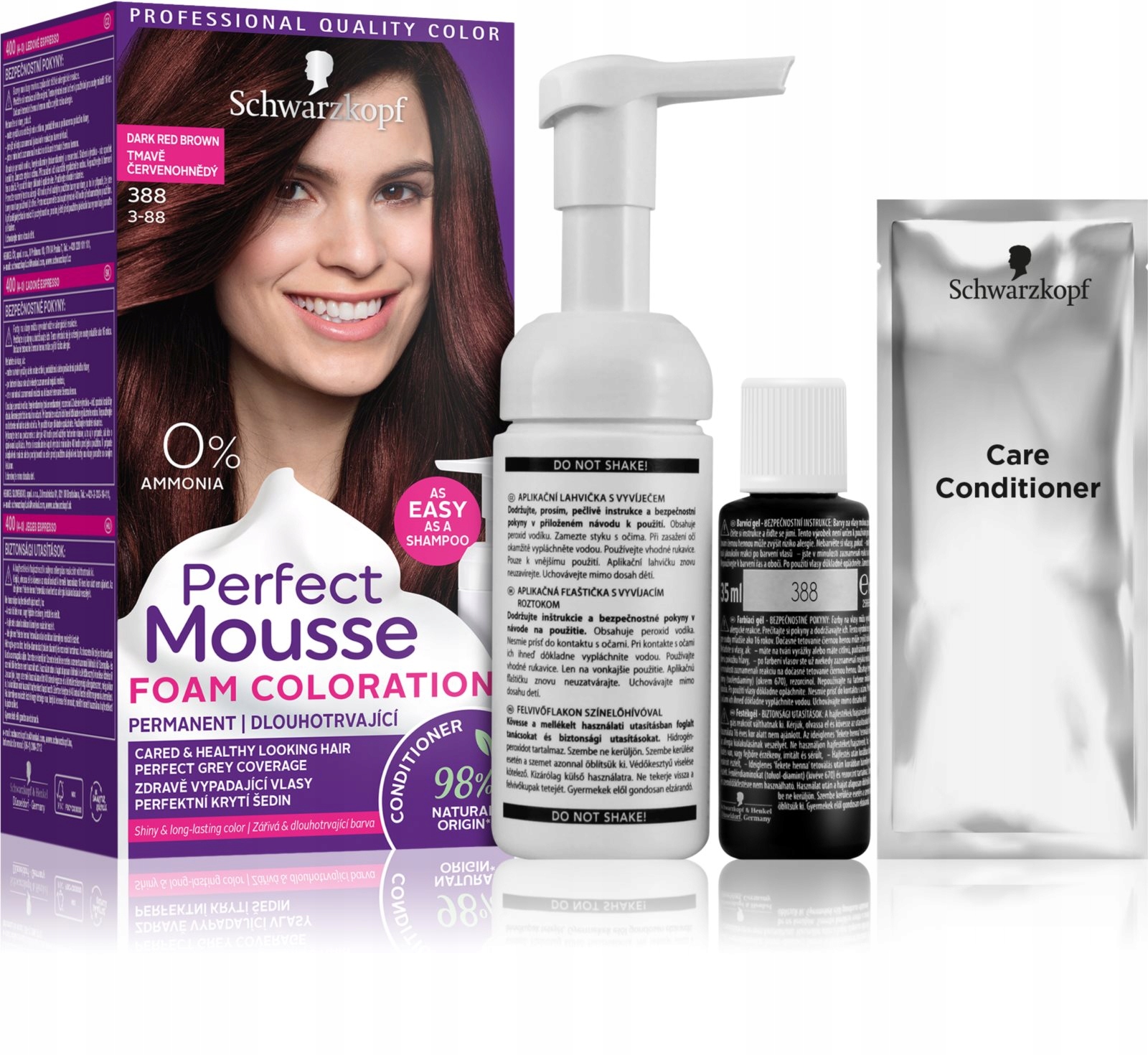 Schwarzkopf Perfect Mousse Farba 388 red brown