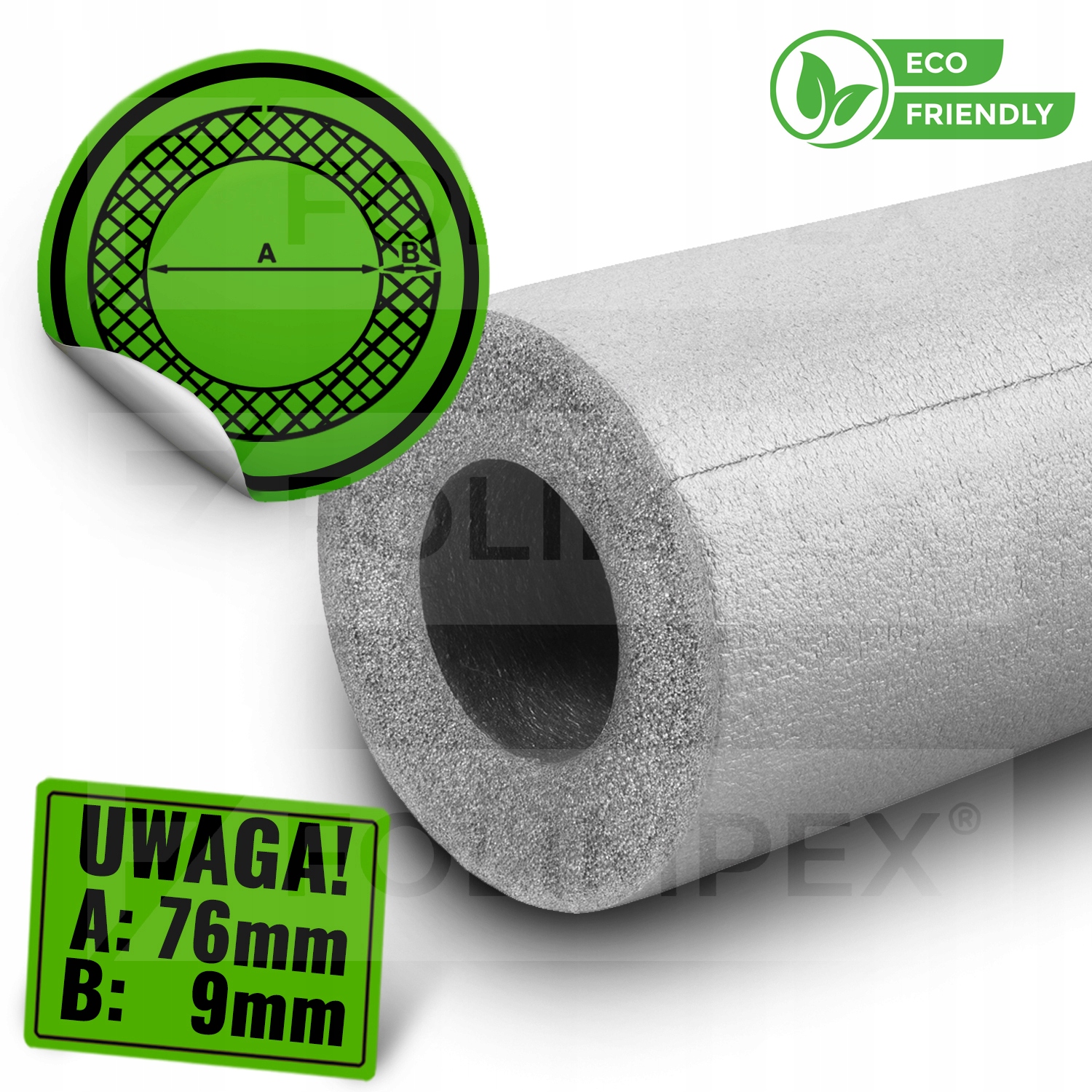Otulina na rurę szara 76/9 1MB