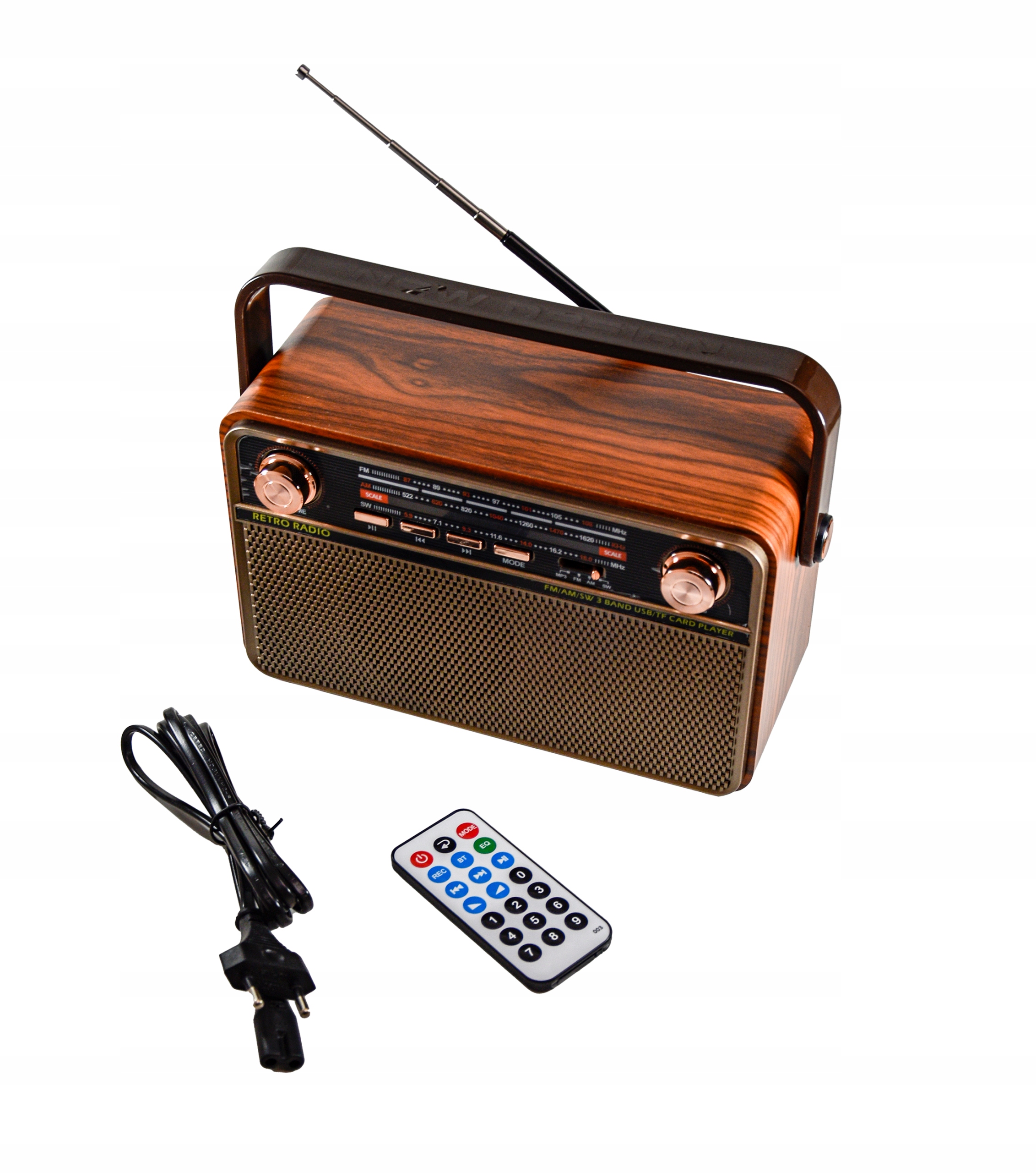 Vintage Retro Bluetooth Síťové Bateriové Rádio Usb Flash Disk 220V