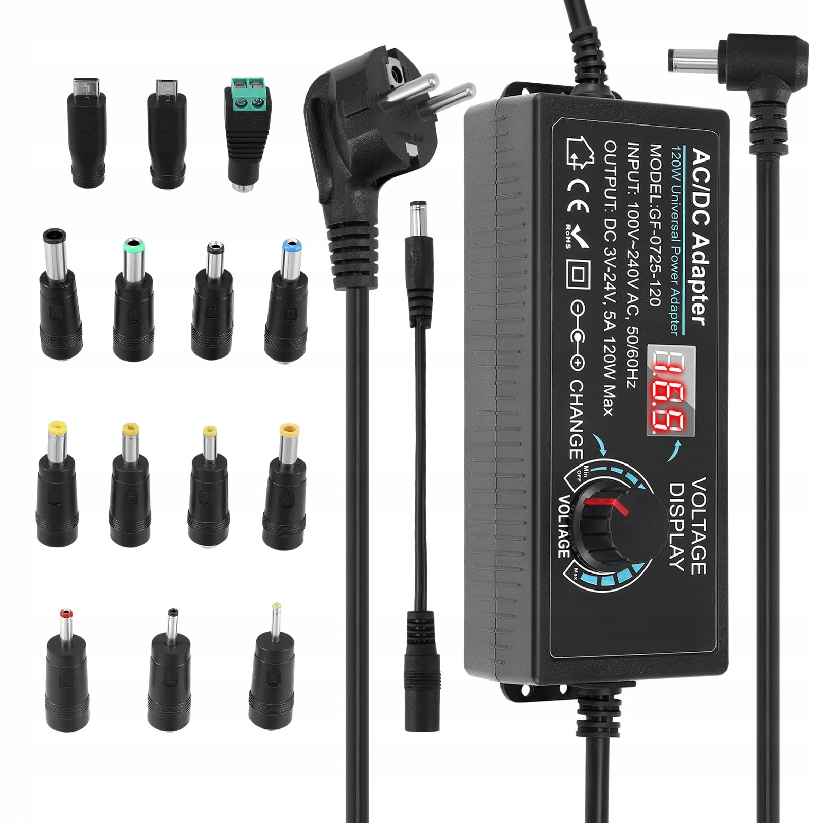 Regulowany zasilacz uniwersalny 3-24V 5A 120W