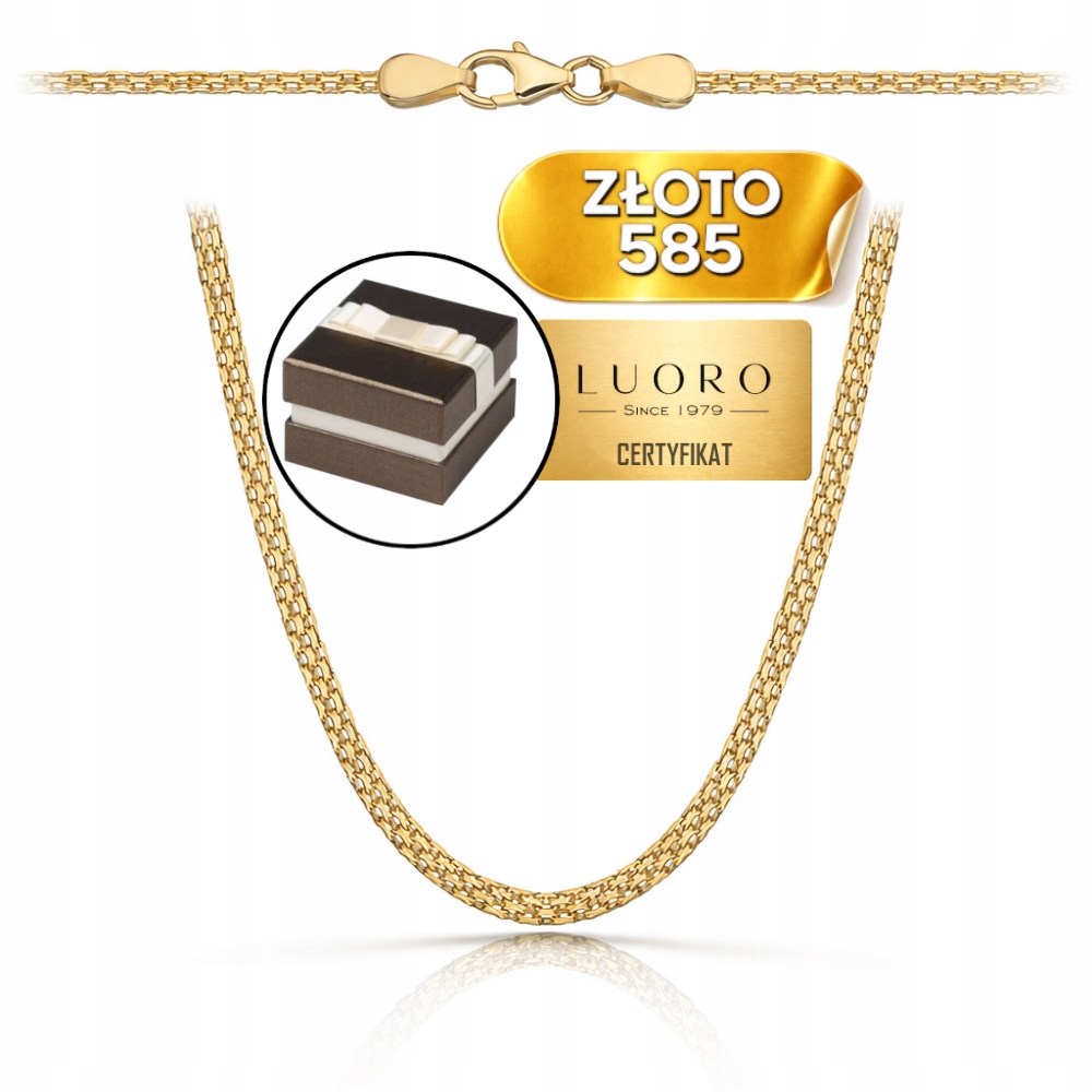 Řetízek Zlatý 585 14K Vazba Bismarck 3 MM 45 CM Elegantní Klasický