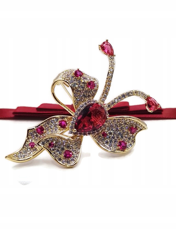 Luxusní Brož S Růžovou Mašle Mastli Dárek Krabička